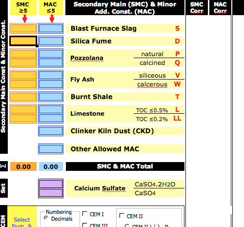 screenshot of cement calculator