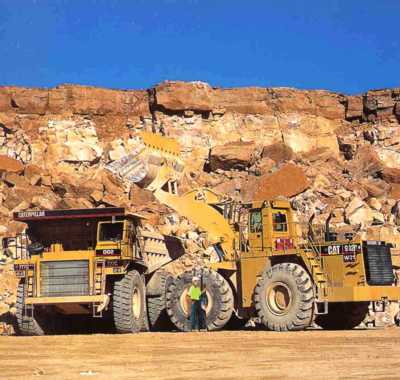 Picture if limestone quarry and heavy equipment