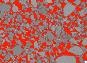 Same image but with black regions shown in red, representing 31% of the image area.