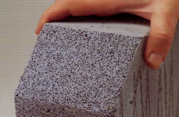 Autoclaved aerated concrete block with a sawn surface to show the cellular pore structure (Picture courtesy H+H UK Ltd.)